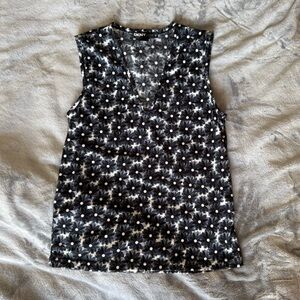 DKNY Black and White Floral Top